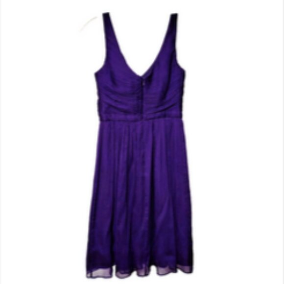 J Crew Purple Heidi Silk Chiffon Cross Front Bodice Fit* Flare Dress Size 0 NWOT - Picture 9 of 9